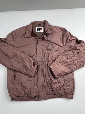 Vintage William Barry Jacket Mens L Brown Nylon Bomber Elastic Waist USA Lined